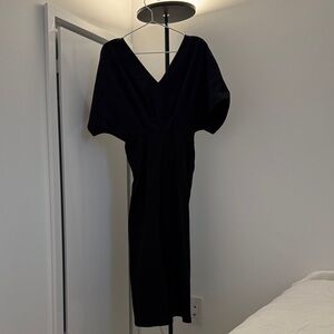 Classic Black V-Neck Women’s Midi Dress